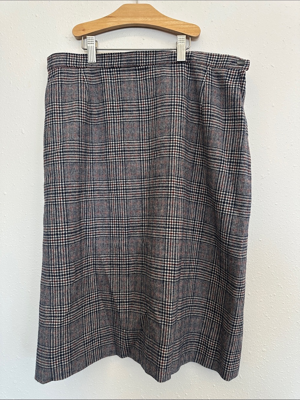 Women's Pendelton plus size wool A line pencil skirt midi houndstooth vintage 14